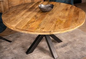 Solid Mango Wood Round Dining Table 120cm – Galaxie Star Base