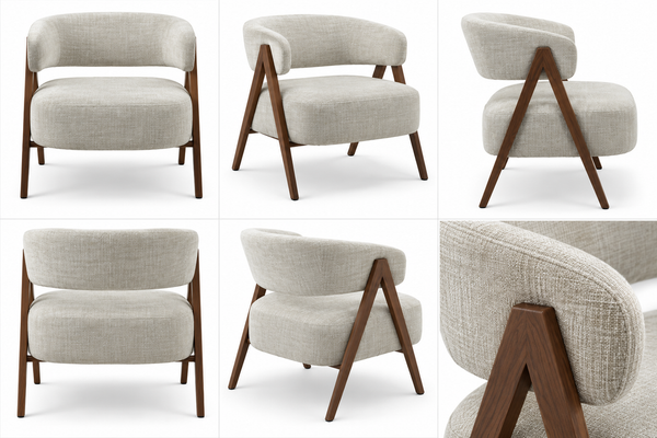 Oatmeal Textured Upholstered Armchair - Colette