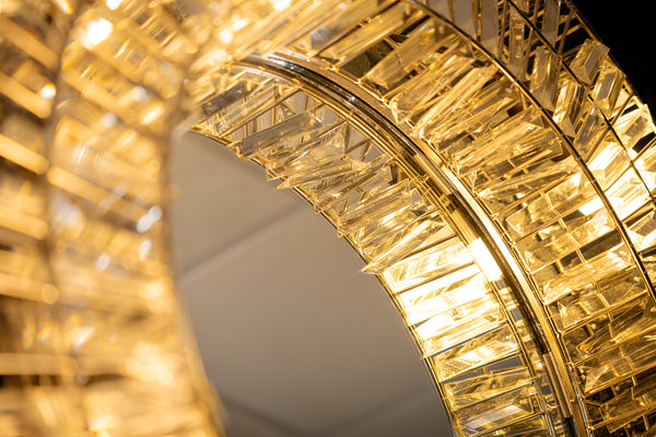 Aurora Crystal Handcrafted Round Wall Lamp Mirror 75cm