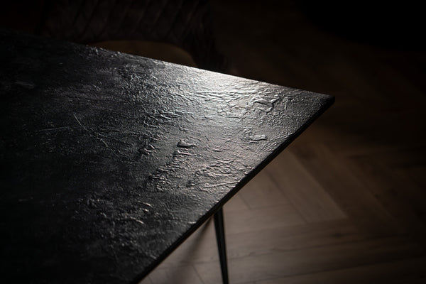 Portofino Mango Wood Dining Table with Black Mosaic Wooden Top and Fluted Base 200 cm