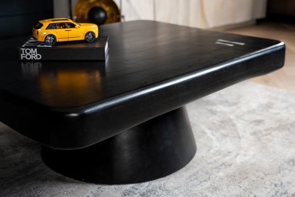 Amazon Solid Mango Wood Black Coffee Table with Metal Butterfly Inserts 110 cm