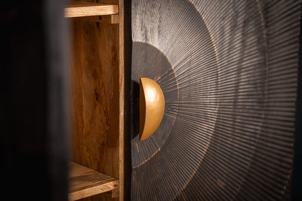 Sunset Handmade Solid Mango Wood Highboard Black 100 cm