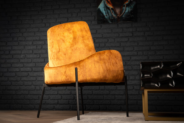 Milo Lounge Chair in Mustard Yellow with Black Powder Coating Legs