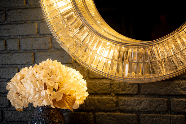 Aurora Halo Handcrafted Round Mirror Wall Lamp 90cm