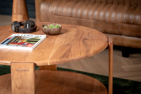 Solid Acacia Wood Round Coffee Table 92 cm – Manhattan