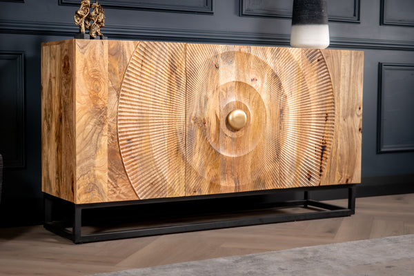 Sunset Handcrafted Solid Mango Wood Natural Brown Sideboard 140 cm