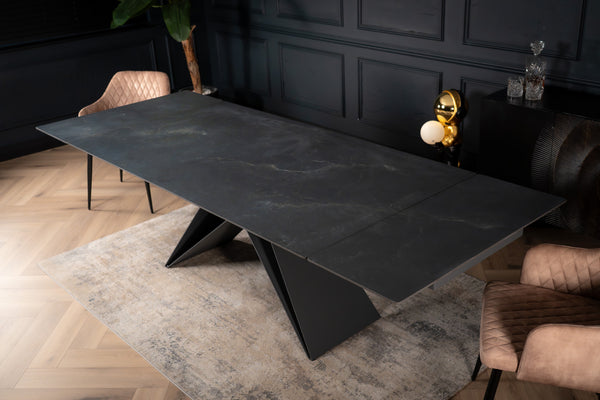 Apollo Extendable Italian Sintered Stone Dining Table in Black Diamond Marble Look 180-220-260 cm