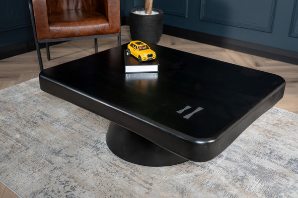 Amazon Solid Mango Wood Black Coffee Table with Metal Butterfly Inserts 110 cm