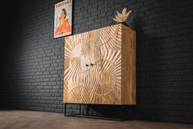 Scorpion Highboard Cabinet 3D Solid Mango Wood in Natural Brown 120CM