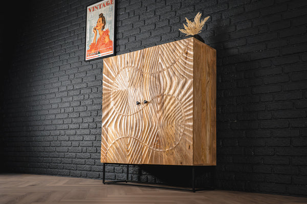Scorpion Highboard Cabinet 3D Solid Mango Wood in Natural Brown 120CM
