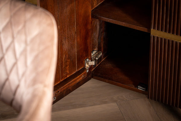 Elegance Solid Mango Wood Sideboard with Gold Iron Legs and a Trim 150 cm