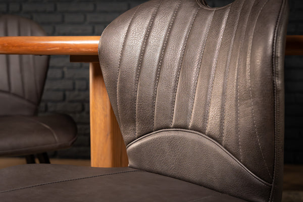 Orion Faux Leather Dining Chair in Grey with Black Powder Coated Metal Legs