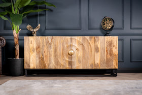 Sunset Handcrafted Solid Mango Wood Natural Brown Sideboard 177 cm