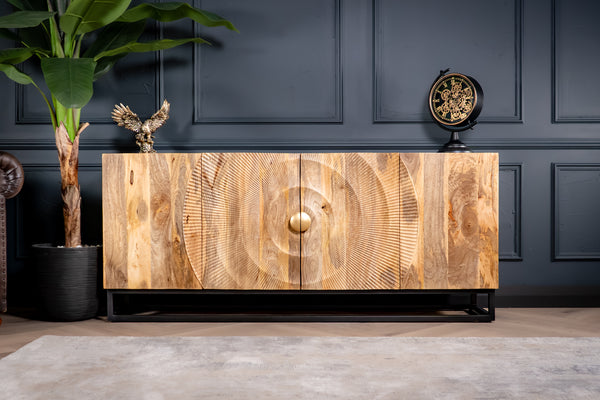 Sunset Handcrafted Solid Mango Wood Natural Brown Sideboard 177 cm