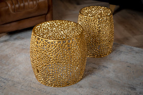 Golden Coral Aluminium Design Gold Side Table Set of 2