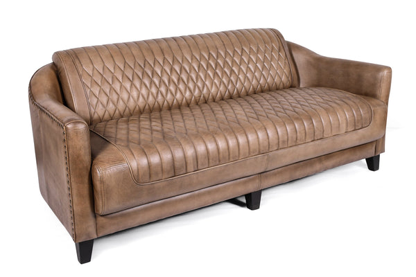 Genuine Leather 3 Seater Sofa Vintage Brown 174 cm – Chicago Club Brown