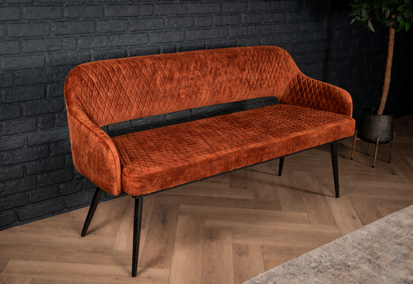 Velvet Bench 160 cm Rust Brown with Black Legs – Glamour