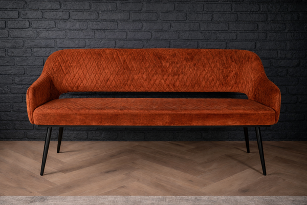 Velvet Bench 160 cm Rust Brown with Black Legs – Glamour