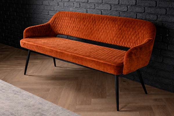 Velvet Bench 160 cm Rust Brown with Black Legs – Glamour