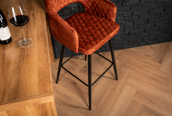 Velvet Bar Stool Rust Brown with Black Legs – Glamour