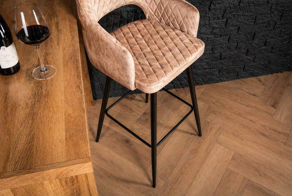 Velvet Bar Stool Champagne with Black Legs – Glamour