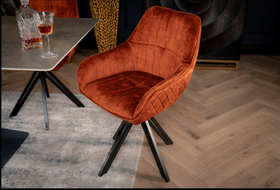 Velvet Swivel Dining Chair Rust Brown with Black Legs – Terra