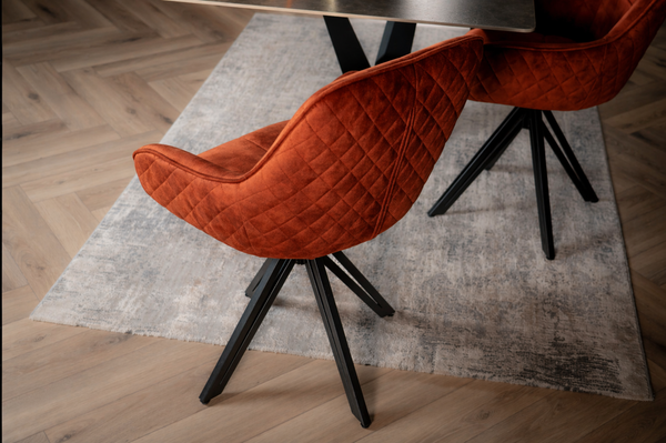 Velvet Swivel Dining Chair Rust Brown with Black Legs – Terra