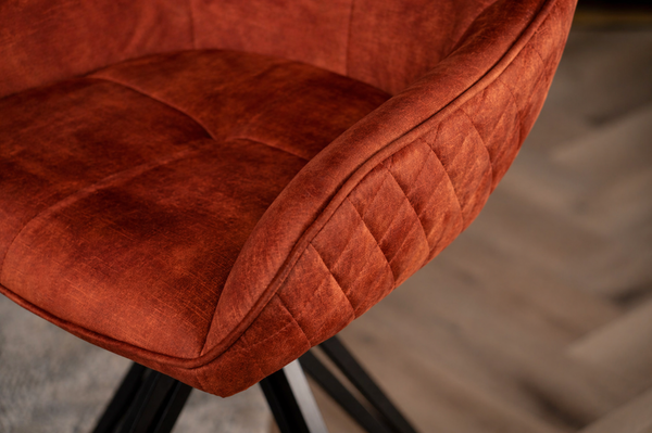 Velvet Swivel Dining Chair Rust Brown with Black Legs – Terra