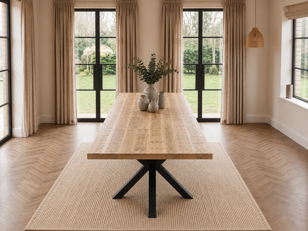 Solid Mango Wood Dining Table 220cm – Galaxie Spider Frame