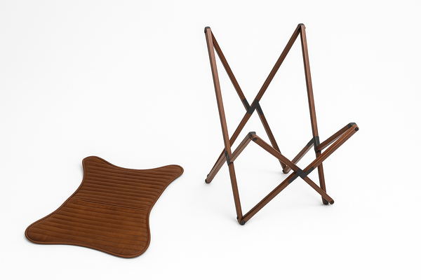Butterfly Retro Style Genuine Leather Lounge Chair in Antique Brown with Wooden Foldable Frame