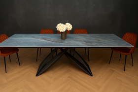 Apollo Extendable Italian Sintered Stone Dining Table in Crystal Blue Marble Look 180-220-260 cm