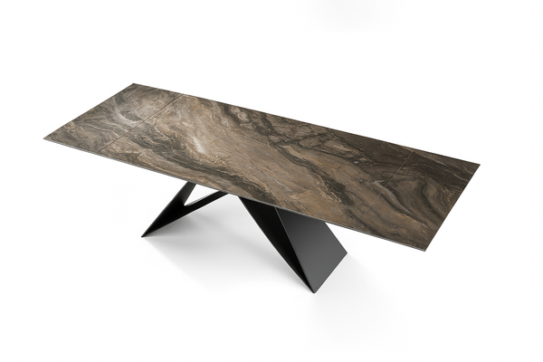 Apollo Extendable Italian Sintered Stone Dining Table in Matt Taupe Brown Marble Look 180-220-260 cm