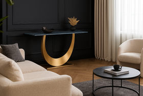 Cetona Italian Sintered Stone Console Table in Crystal Blue Marble Look 160 cm