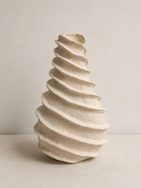 Modern White Decorative Ornaments Set of 2 - White Textured MDF Tabletop Décor 25 x 23cm and 17 x 30cm