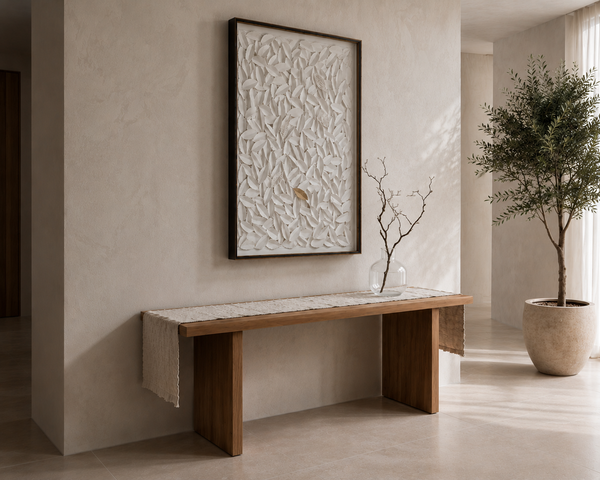 Handcrafted 3D Carved Wall Art – Large Textured Neutral Canvas 75cm x 100cm