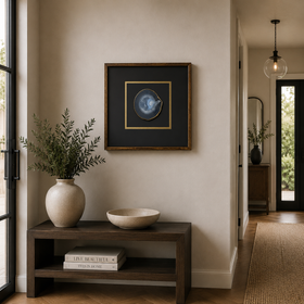 Framed Blue Grey Agate Wall Art - Luxury Natural Stone Statement Piece 45 x 45cm