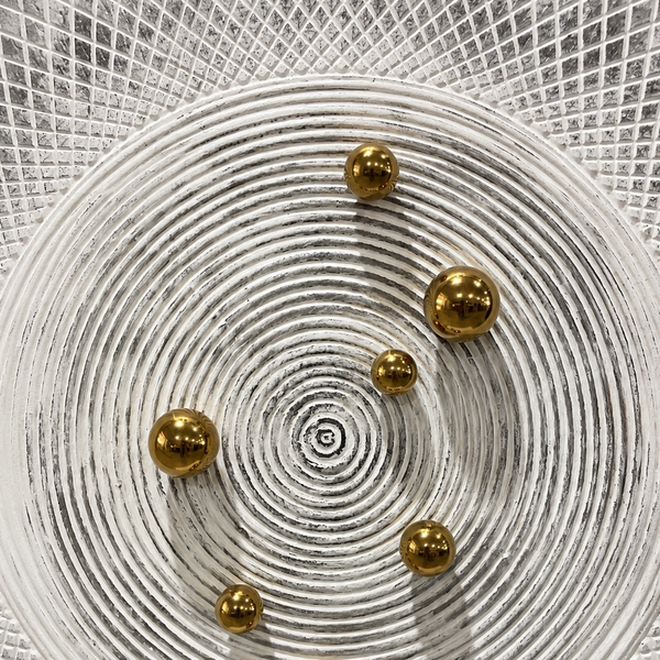 Carved 3D Wall Art - Textured White and Gold Sculptural Statement Piece  75 x 100cm
