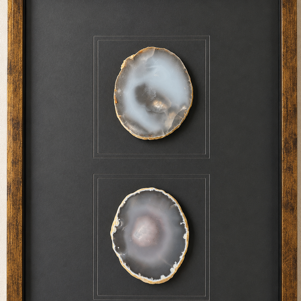 Framed Blue Agate Wall Art - Modern Natural Gemstone Statement Piece 40 x 50cm