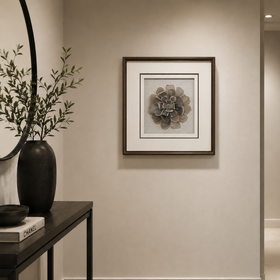 Framed Beige Grey Agate Wall Art - Elegant Natural Gemstone Statement Piece 40 x 40cm