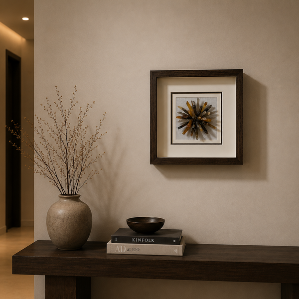 Framed Agate Wall Art - Luxury Natural Stone Decorative Accent 33 x 33cm
