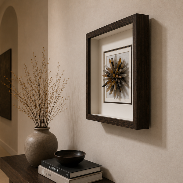 Framed Agate Wall Art - Luxury Natural Stone Decorative Accent 33 x 33cm