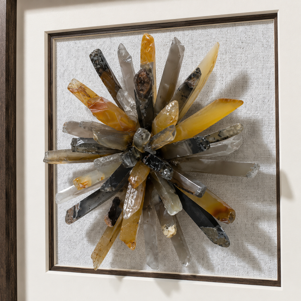 Framed Agate Wall Art - Luxury Natural Stone Decorative Accent 33 x 33cm