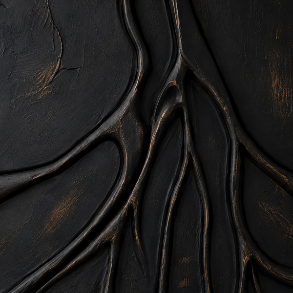 Carved 3D Wall Art - Textured Black Abstract Statement Piece 75 x 100cm