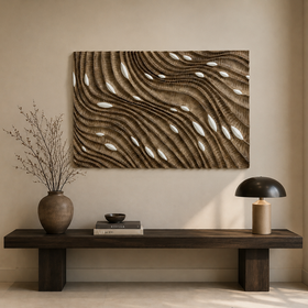 Carved 3D Wall Art - Textured Taupe Abstract Statement Wall Panel 120 x 80cm