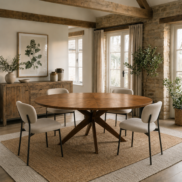 Solid Acacia Wood  Oval Dining Table 170cm - Solis Sculptural Base