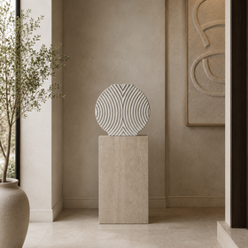 Carved Tabletop Sculpture - White Textured Decorative Ornament 31cm
