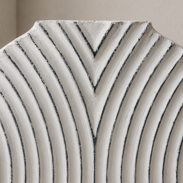 Carved Tabletop Sculpture - White Textured Decorative Ornament 31cm