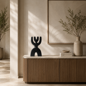 Modern Tabletop Sculpture - Black Sculptural Decorative Accent 34cm