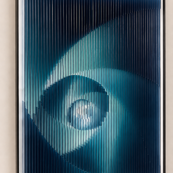 Large 3D Textured Acrylic Wall Art - Navy Geometric Luxury Wall Decor 80 x 120cm