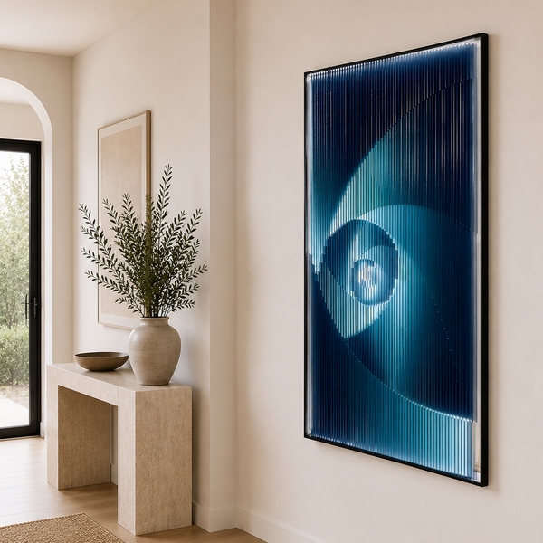 Large 3D Textured Acrylic Wall Art - Navy Geometric Luxury Wall Decor 80 x 120cm